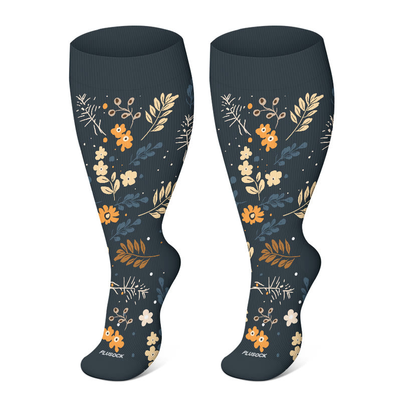 Chaussettes de compression à fleurs harmonieuses grande taille 2XL-4XL - image 10