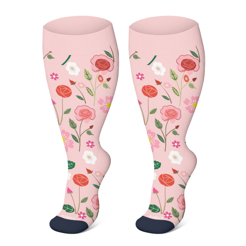Chaussettes de compression à fleurs harmonieuses grande taille 2XL-4XL - image 8