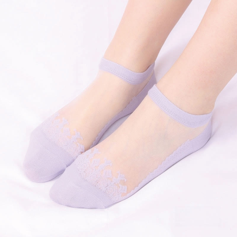 Chaussettes transparentes Jacquard (6 paires) - Violet - EU36-40 (US3-7) - image 17