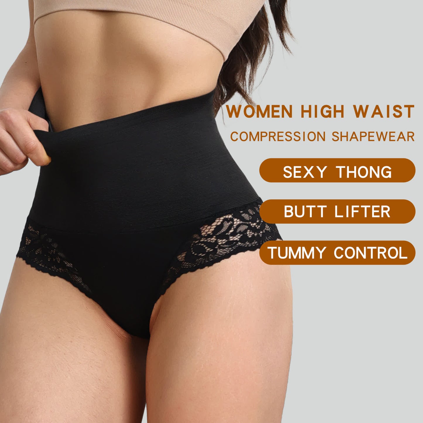 Culotte gainante en dentelle taille moyenne