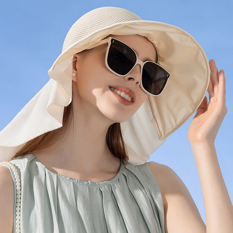 Chapeau bob respirant à large bord avec nœud - Beige - Taille unique - image 11