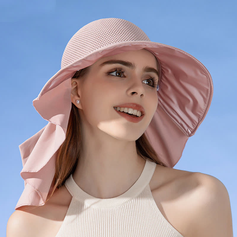 Chapeau bob respirant à large bord avec nœud - Rose - Taille unique - image 4