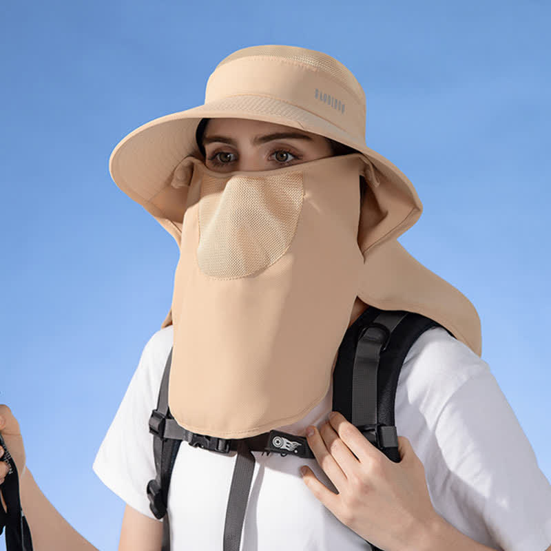 Chapeau bob de protection solaire avec foulard intégré