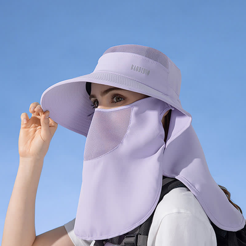 Chapeau bob de protection solaire avec foulard intégré