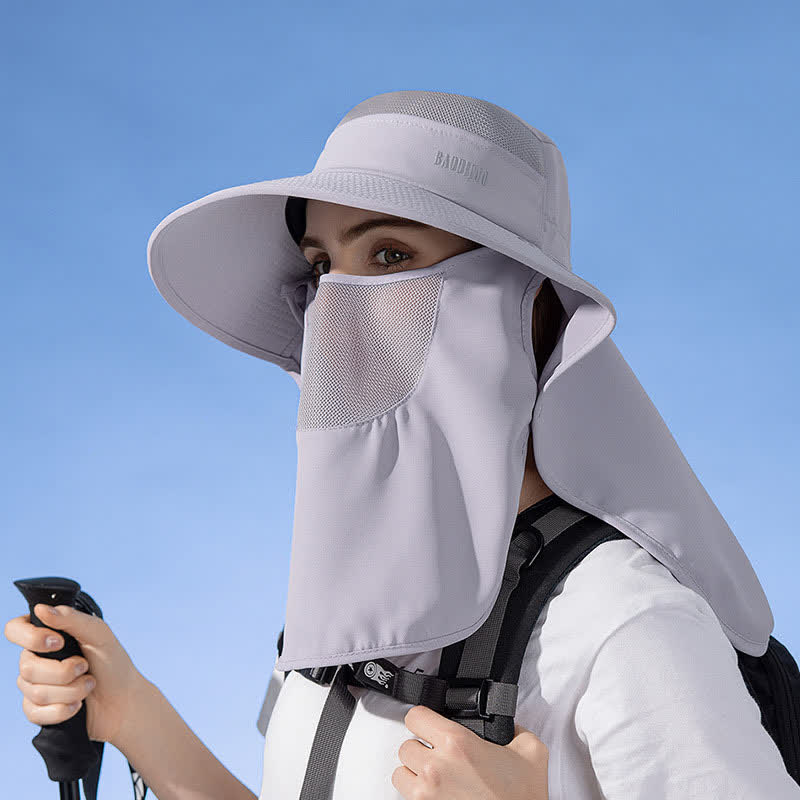 Chapeau bob de protection solaire avec foulard intégré