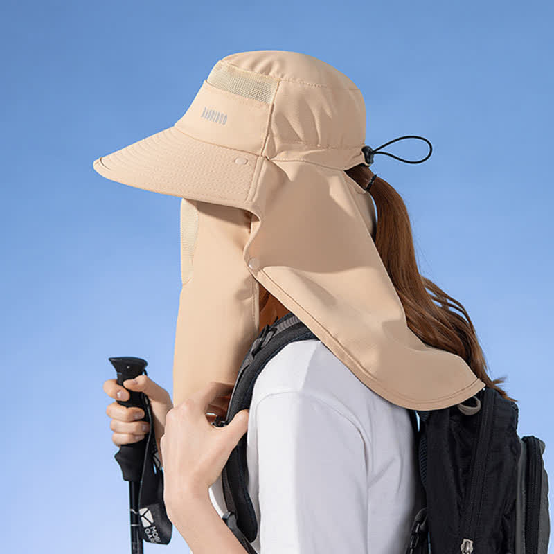 Chapeau bob de protection solaire avec foulard intégré