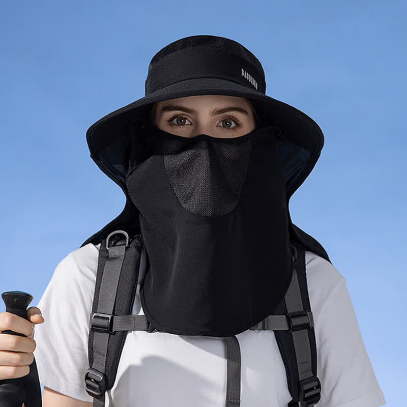 Chapeau bob de protection solaire avec foulard intégré