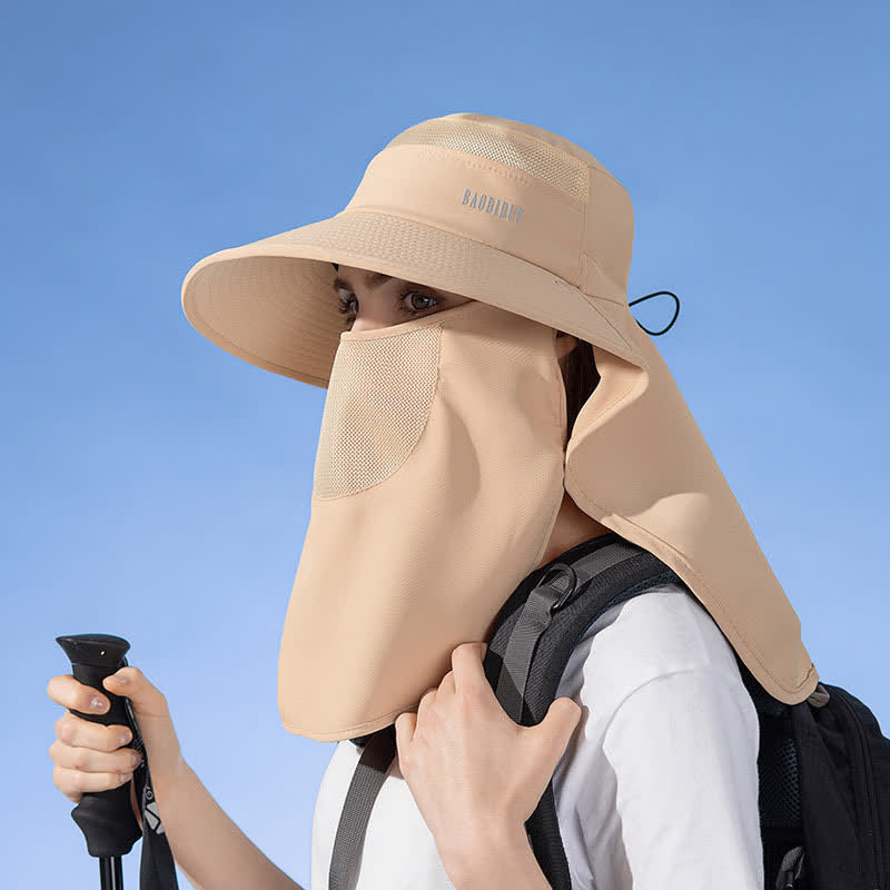 Chapeau bob de protection solaire avec foulard intégré