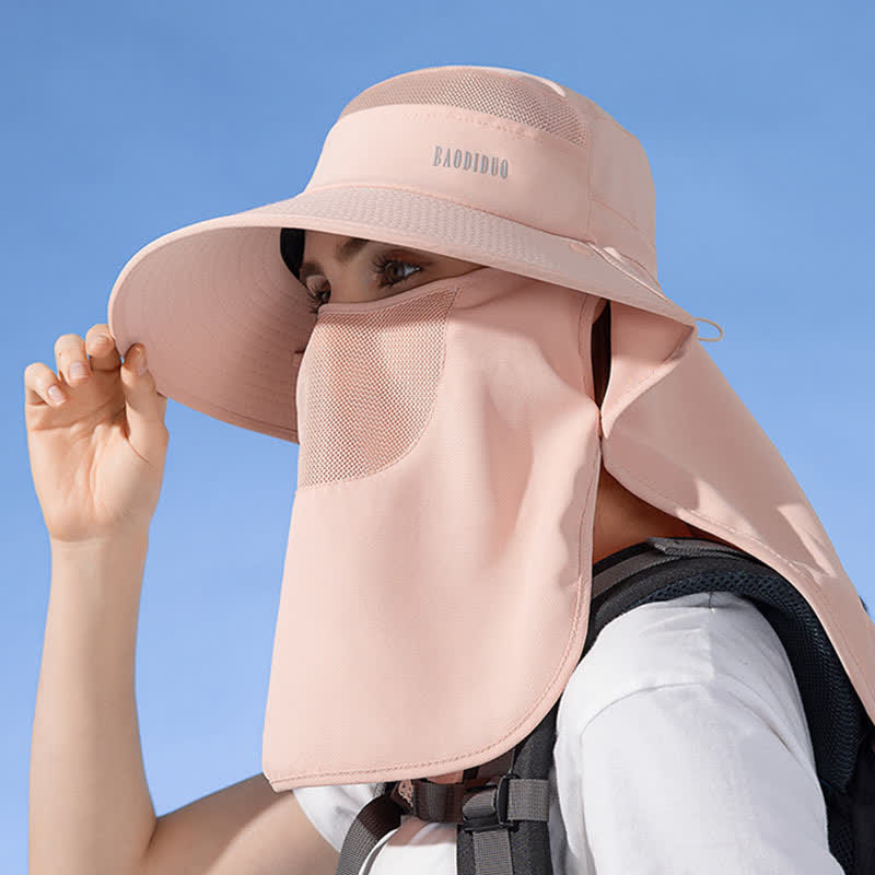 Chapeau bob de protection solaire avec foulard intégré