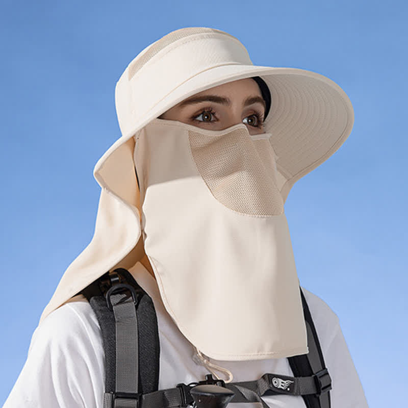 Chapeau bob de protection solaire avec foulard intégré
