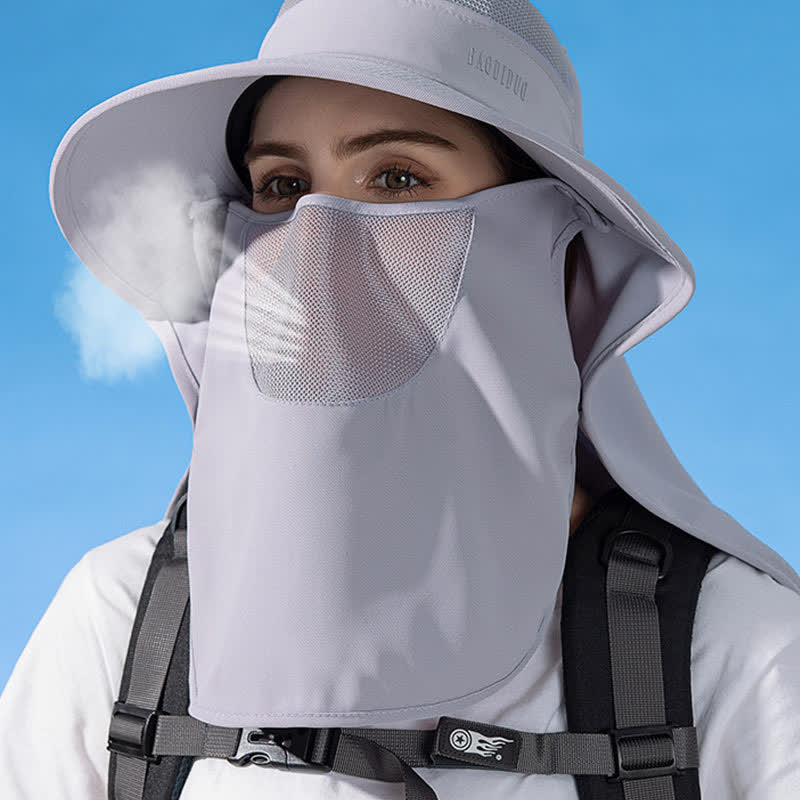 Chapeau bob de protection solaire avec foulard intégré