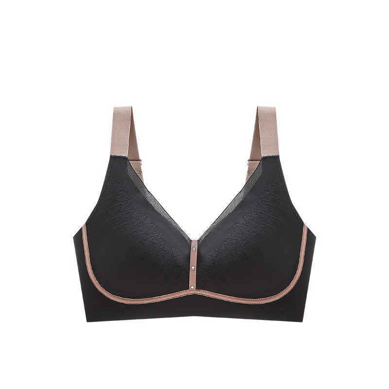 Soutien-gorge sans armatures respirant à blocs de couleur - Noir - 5XL - image 15