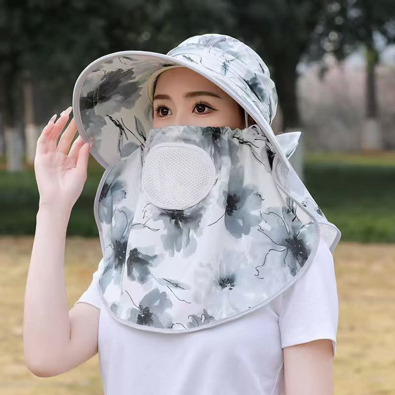 Chapeau de soleil respirant à motif floral élégant - Gris - Taille unique - image 10