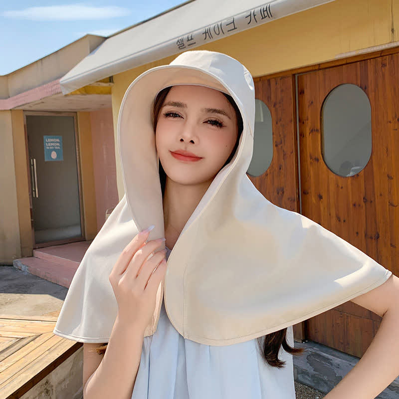 Chapeau de soleil une pièce à larges bords et châle - Beige - Taille unique - image 6