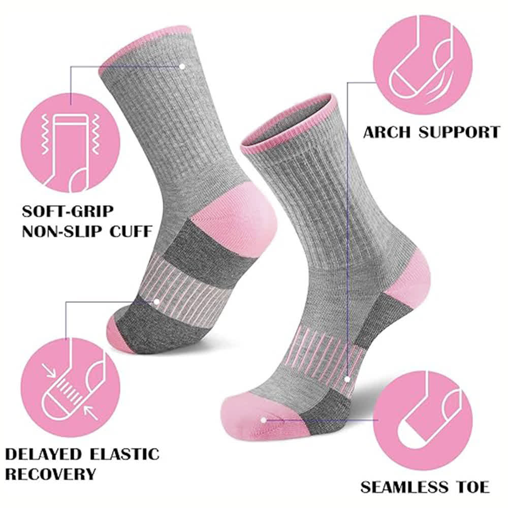 Chaussettes de compression anti-humidité à rayures et blocs de couleurs (5 paires)
