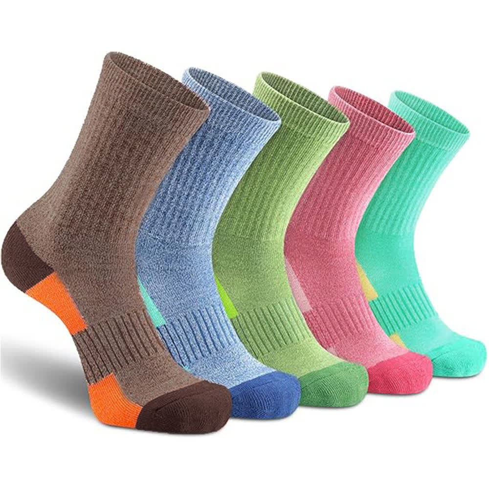 Chaussettes de compression anti-humidité à rayures et blocs de couleurs (5 paires)