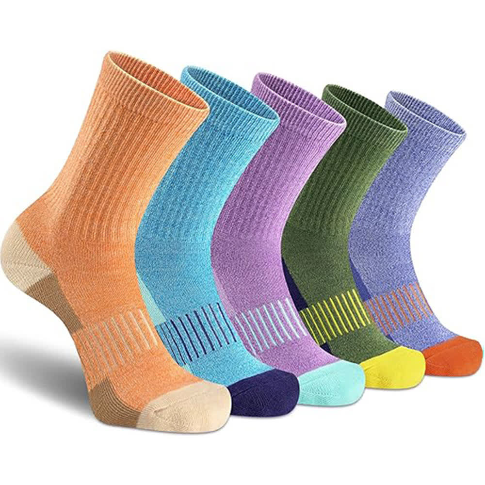 Chaussettes de compression anti-humidité à rayures et blocs de couleurs (5 paires)