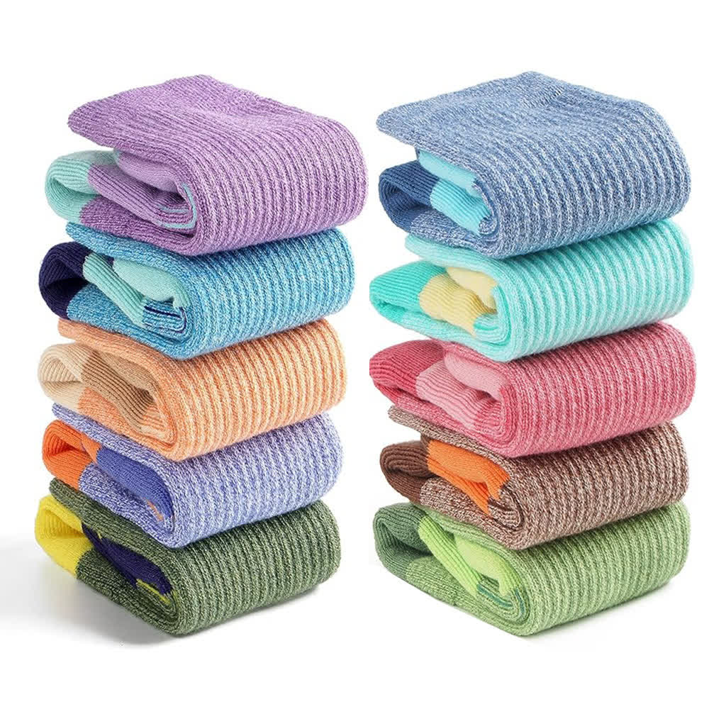 Chaussettes de compression anti-humidité à rayures et blocs de couleurs (5 paires)