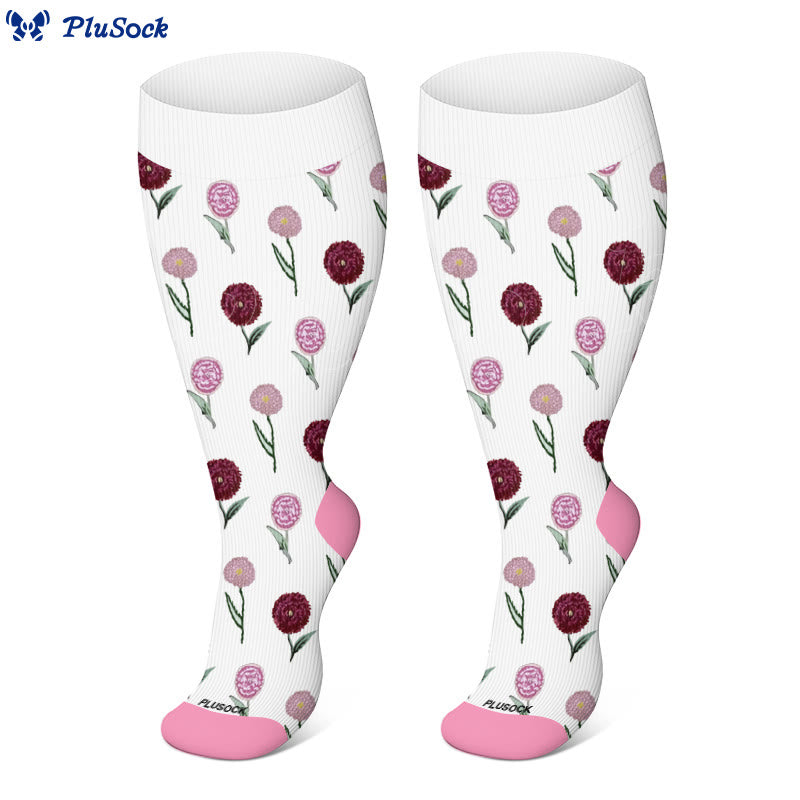Chaussettes de compression à fleurs inspirées des fleurs grande taille (3 paires)