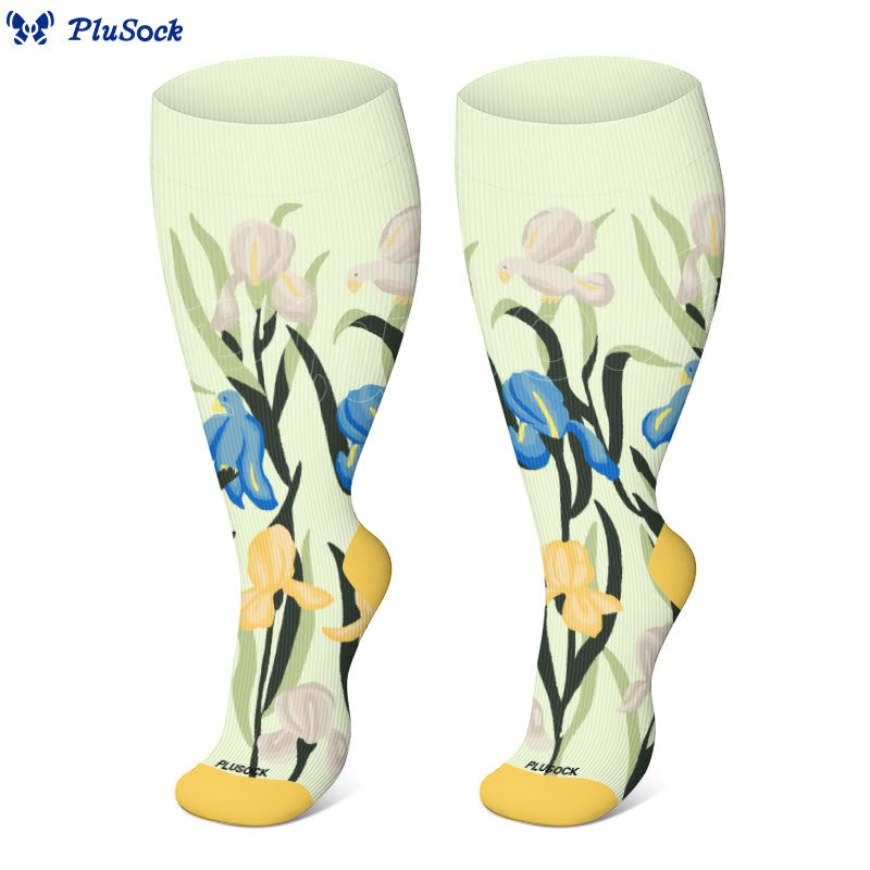 Chaussettes de compression à fleurs inspirées des fleurs grande taille (3 paires)