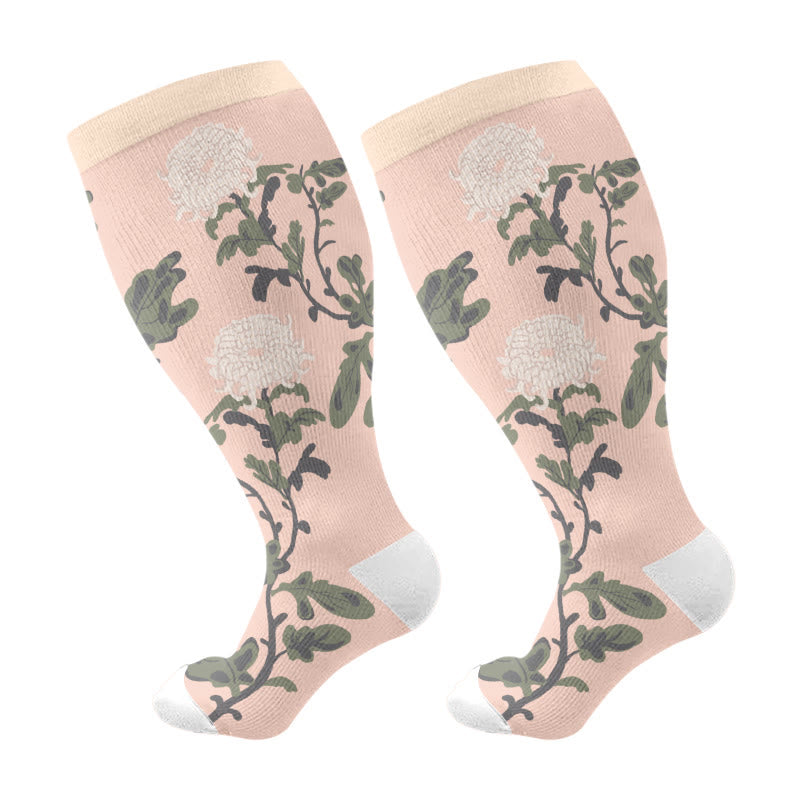 Chaussettes de compression à fleurs inspirées des fleurs grande taille (3 paires)