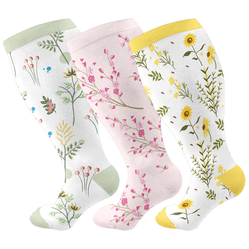 Chaussettes de compression à fleurs grande taille - image 4