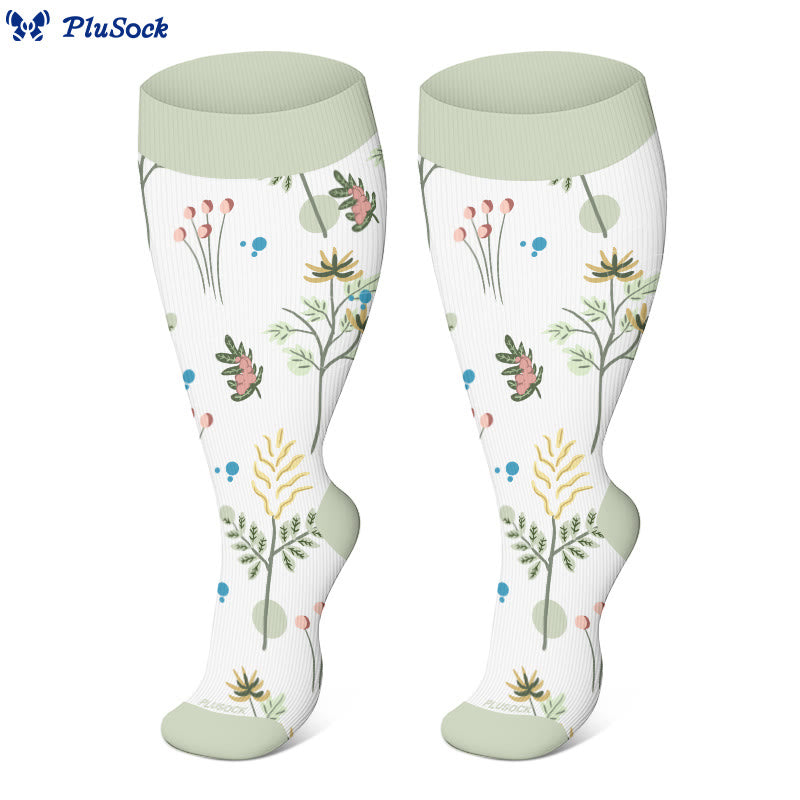 Chaussettes de compression à fleurs grande taille - image 1