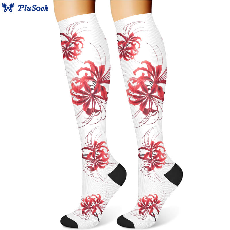 Chaussettes de compression à fleurs rouges (3 paires) - image 4