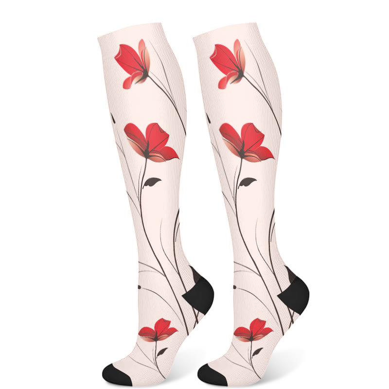 Chaussettes de compression à fleurs rouges (3 paires) - Rose (1 paire) - S/M - image 5
