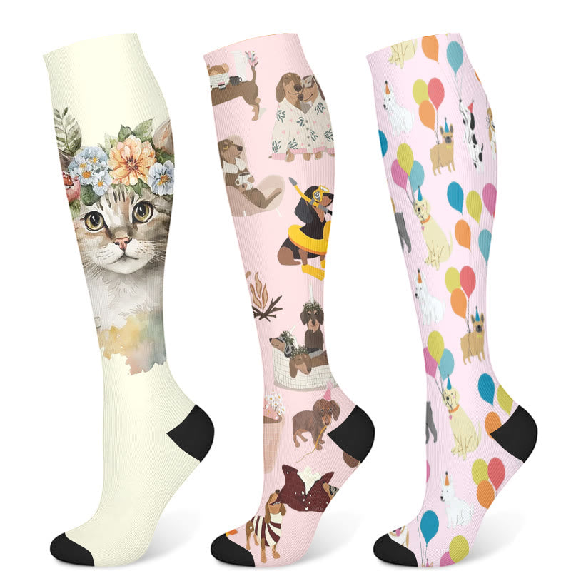 Chaussettes de compression pour chat teckel ballon (3 paires) - Multicolore - S/M - image 5