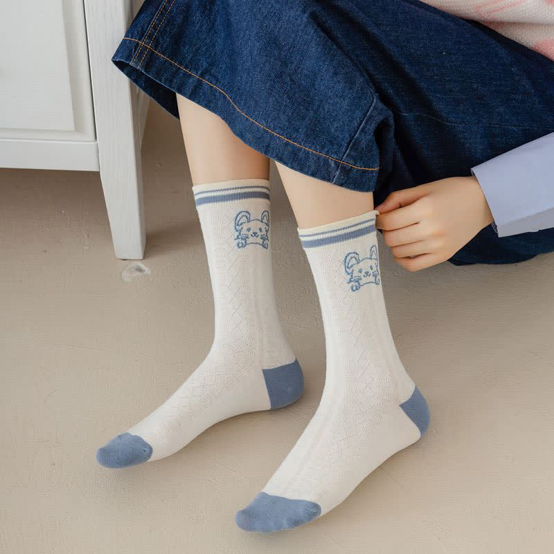 Chaussettes courtes en coton à imprimé lapin (4 paires) - image 12