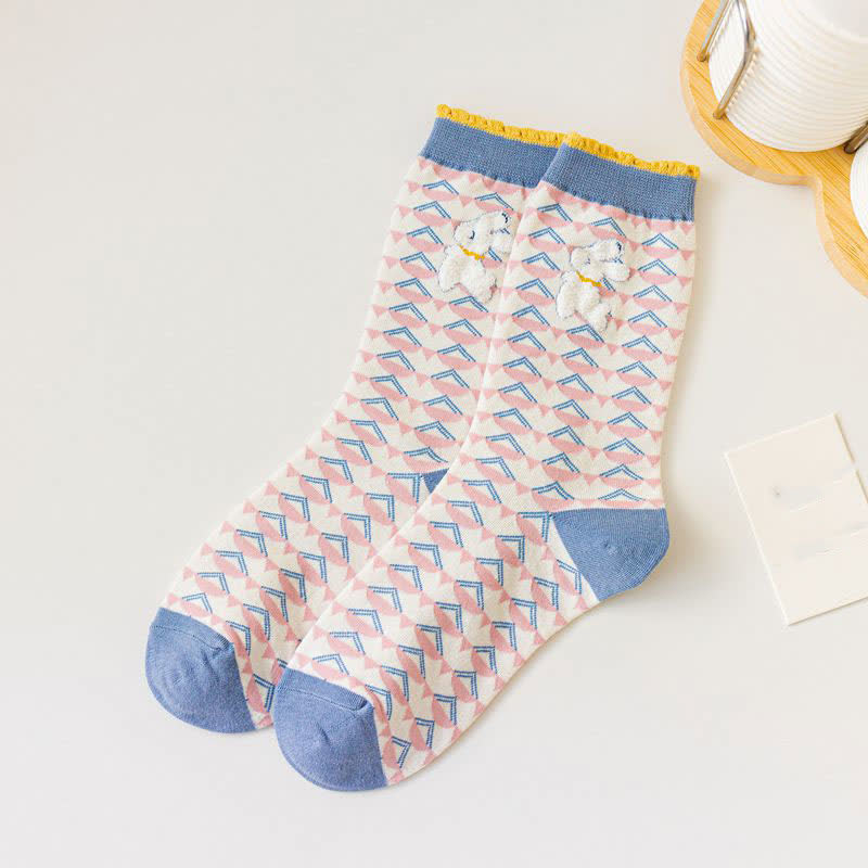 Chaussettes courtes en coton à imprimé lapin (4 paires) - D - EU35-40 (US2-7) - image 15