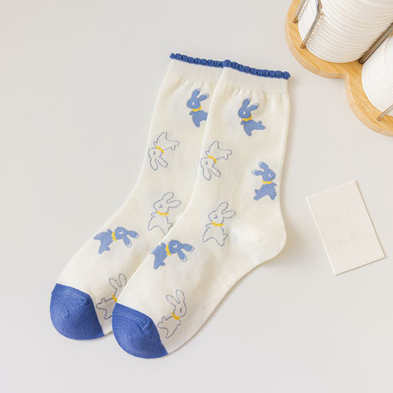 Chaussettes courtes en coton à imprimé lapin (4 paires) - B - EU35-40 (US2-7) - image 11