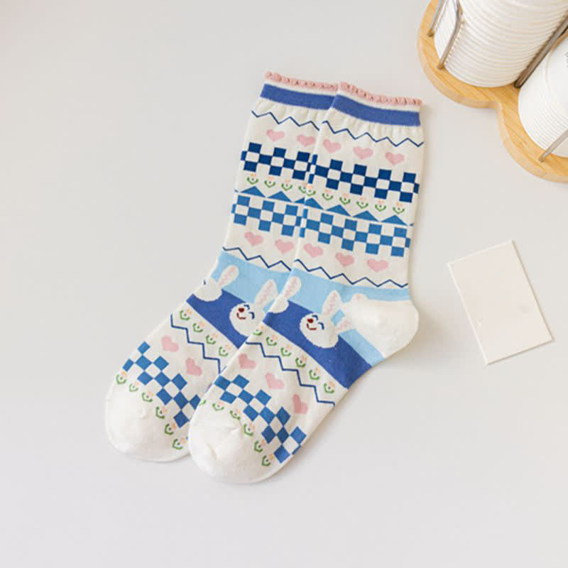 Chaussettes courtes en coton à imprimé lapin (4 paires) - UN - EU35-40 (US2-7) - image 7
