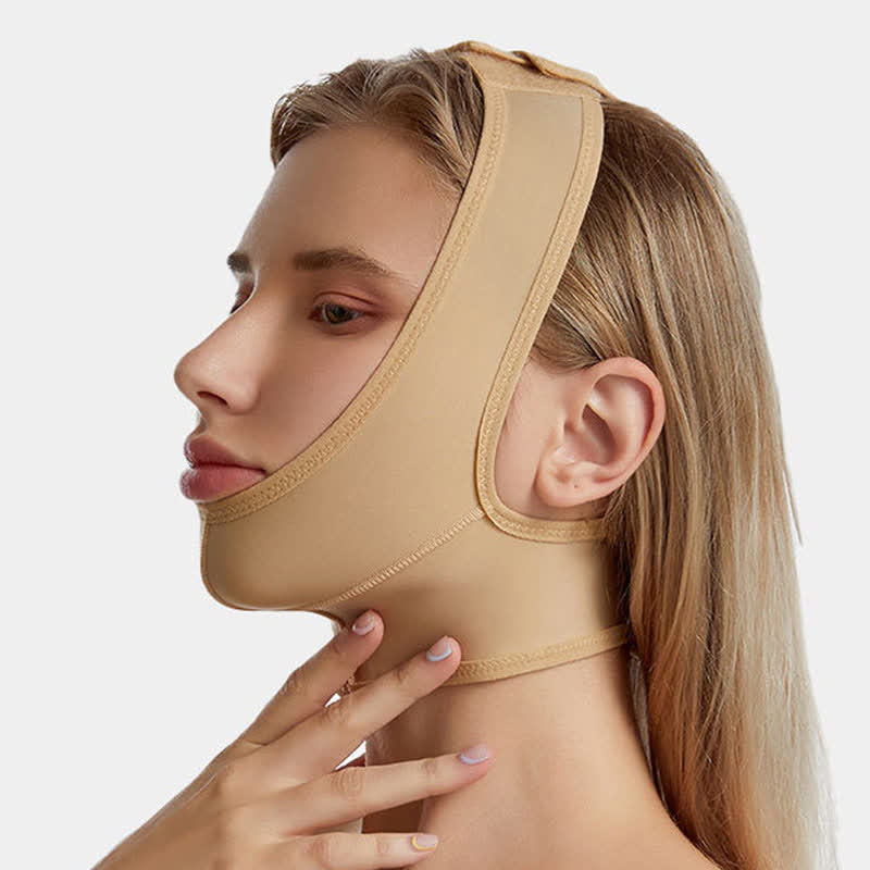 Manchon de compression post-opératoire haute élasticité pour le menton et le cou