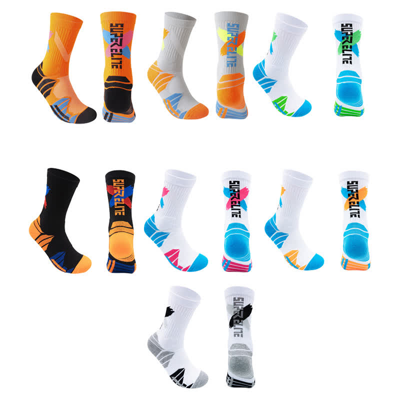 Chaussettes de basket-ball à blocs de couleurs et à maintien rembourré (7 paires)