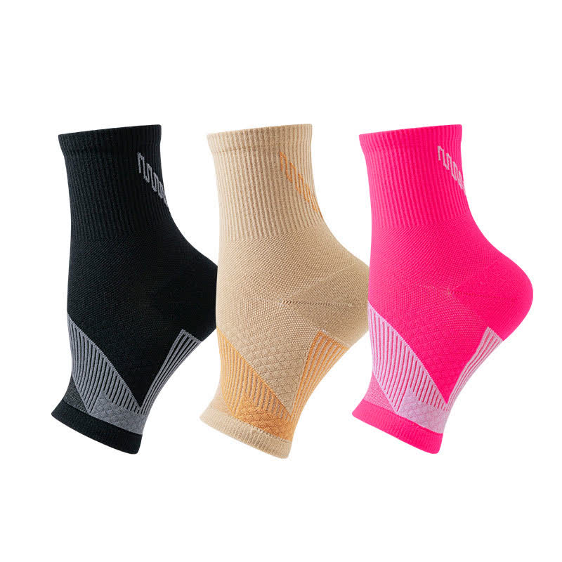 Chaussettes de compression à bout ouvert de couleur unie (3 paires)
