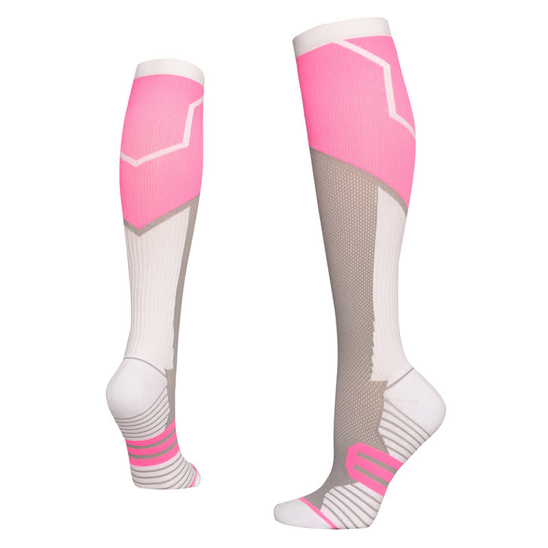Chaussettes de compression à blocs de couleurs (6 paires) - Rose - L/XL - image 6