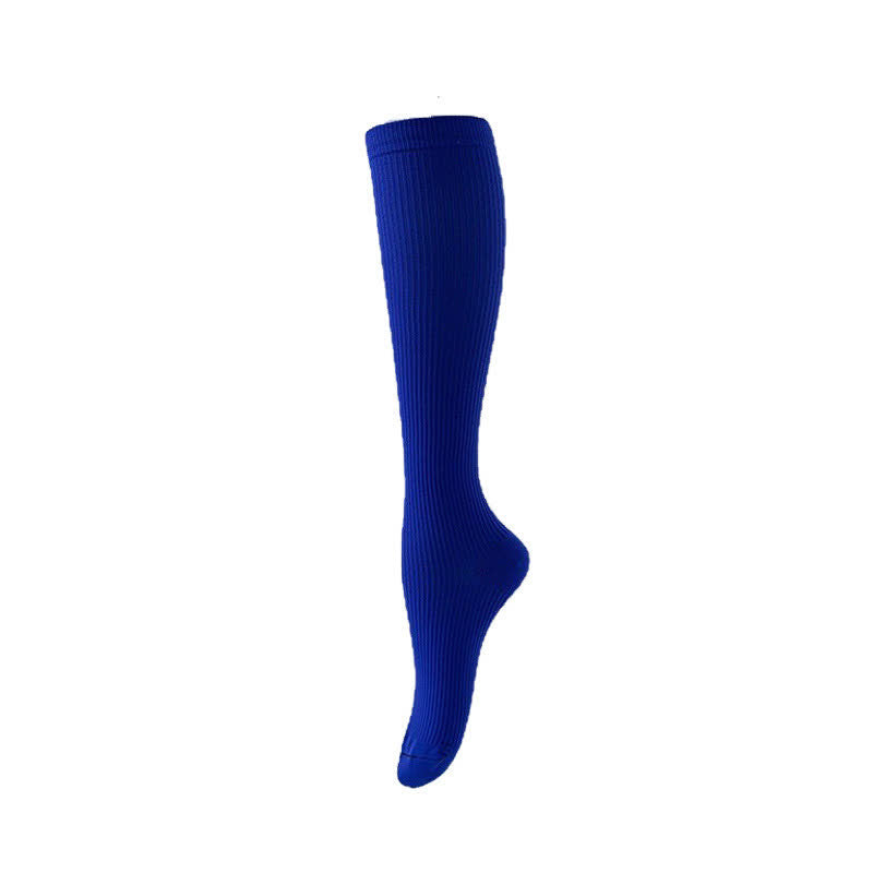 Chaussettes de compression athlétiques à rayures verticales couleur bonbon (7 paires) - Bleu foncé - L/XL - image 14