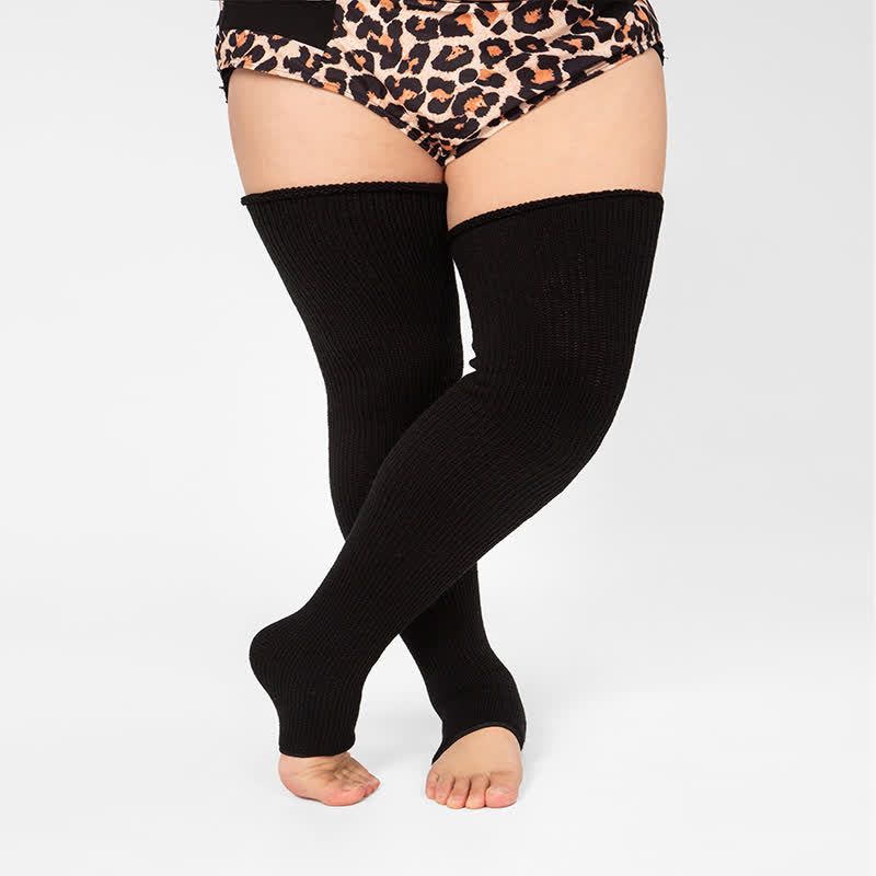 Chaussettes de compression montantes à rayures et bout ouvert - Noir - Taille unique - image 21