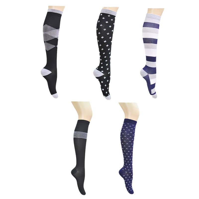 Chaussettes de compression à imprimé géométrique (5 paires)