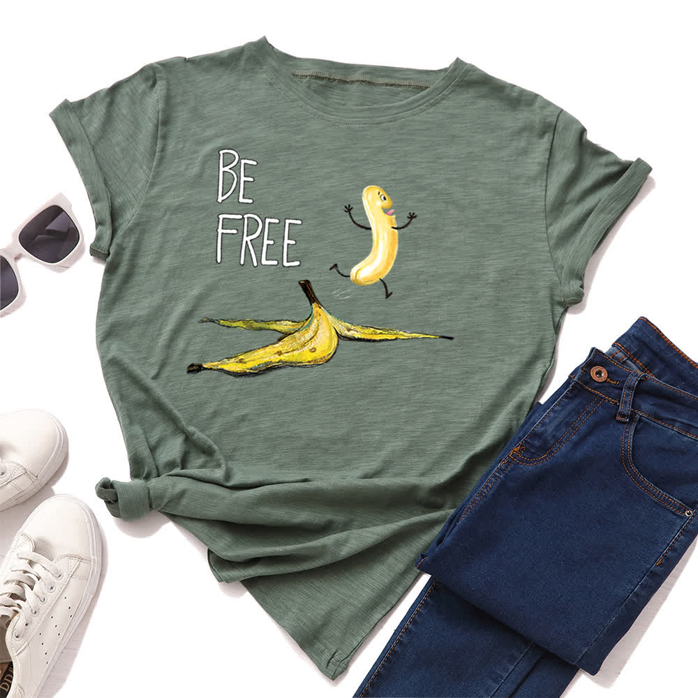 T-shirt à manches courtes imprimé banane créatif grande taille