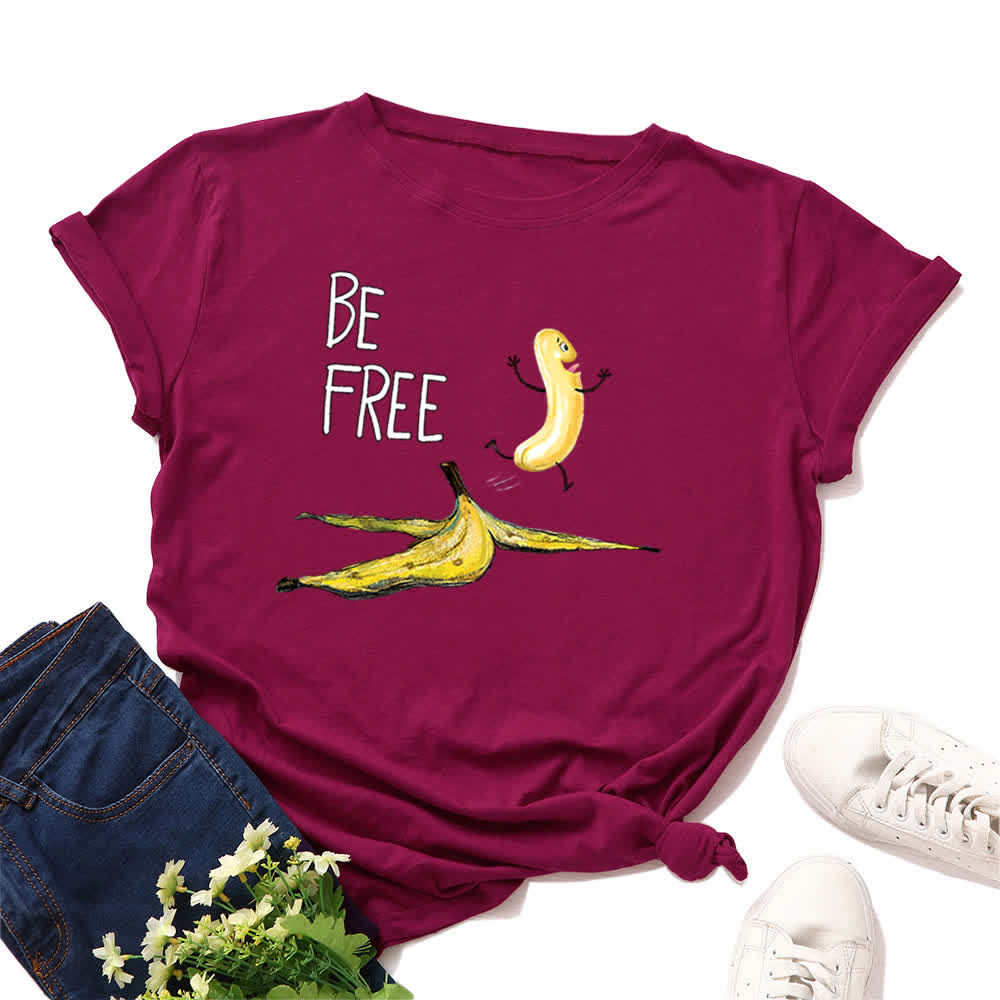 T-shirt à manches courtes imprimé banane créatif grande taille