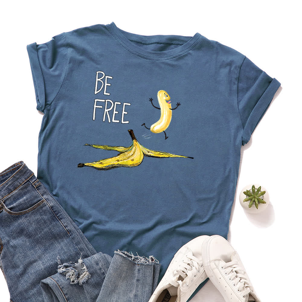 T-shirt à manches courtes imprimé banane créatif grande taille