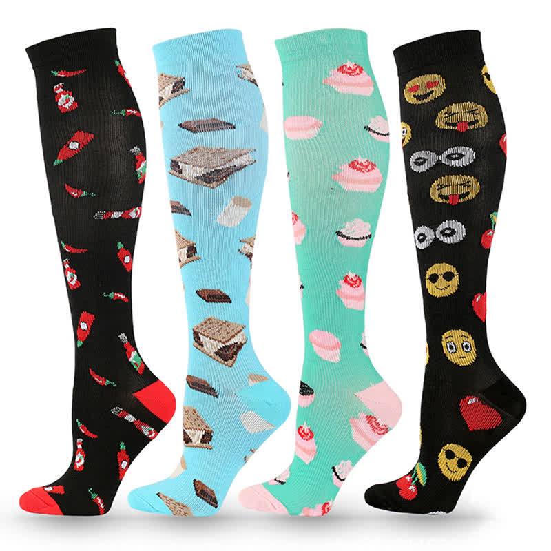 Chaussettes de compression à imprimé amusant (4 paires)