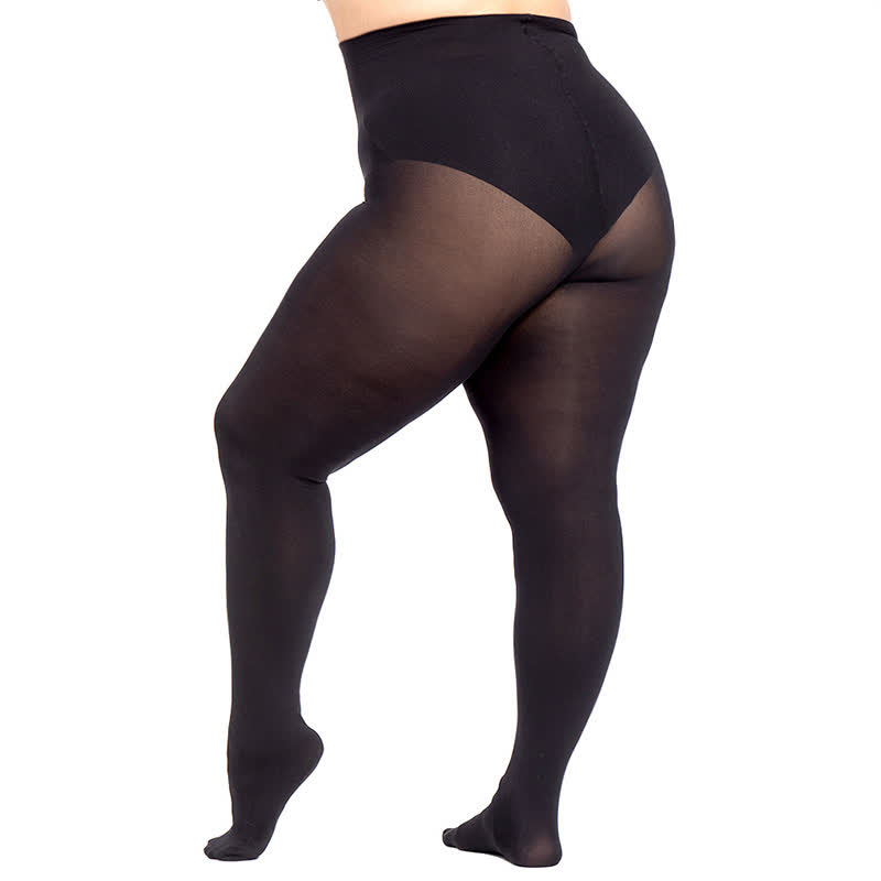 Collants noirs taille haute grande taille (2 paires) - image 7