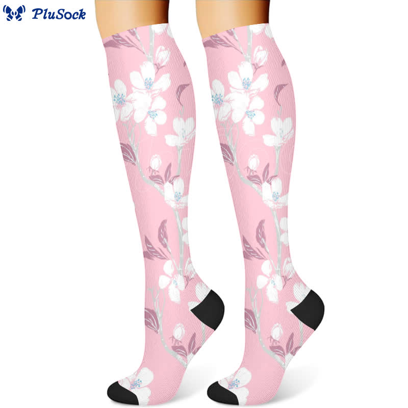 Chaussettes de compression florales élégantes (3 paires) - Rose (1 paire) - S/M - image 4