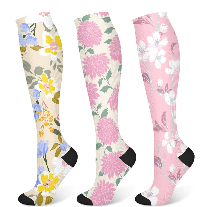 Chaussettes de compression florales élégantes (3 paires) - image 5