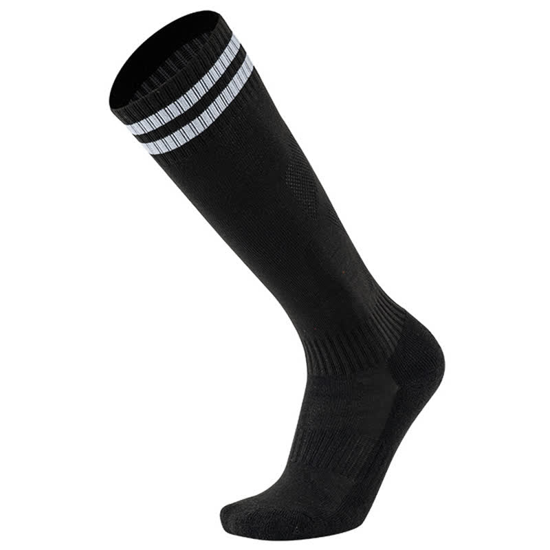 Chaussettes de football respirantes à rayures de couleur unie (5 paires) - Noir - EU38-45 (US5-11) - image 15