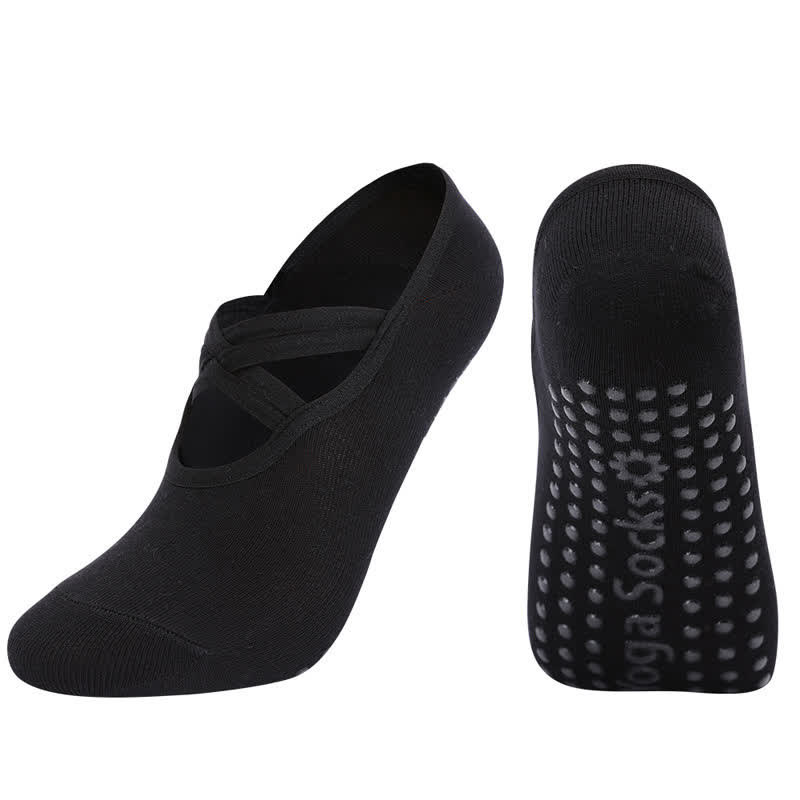 Chaussettes de yoga antidérapantes de couleur unie (5 paires)